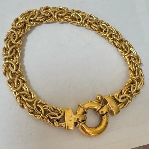 Paolo Romeo Italian Gold Over 925 Silver Byzantine Chain Bracelet - Picture 5 of 12